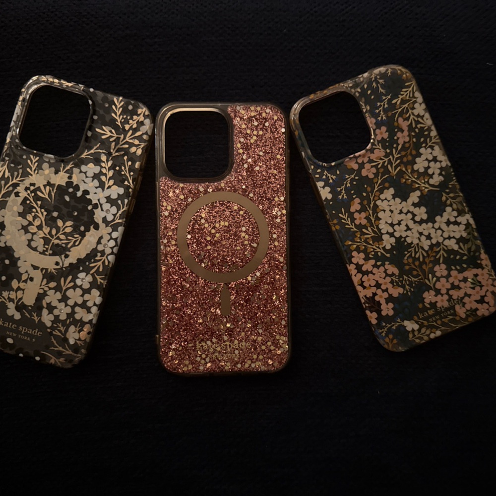 kate spade Floral and Glitter Cases - Black, Pink, Gold for iPhone 14 Pro Max